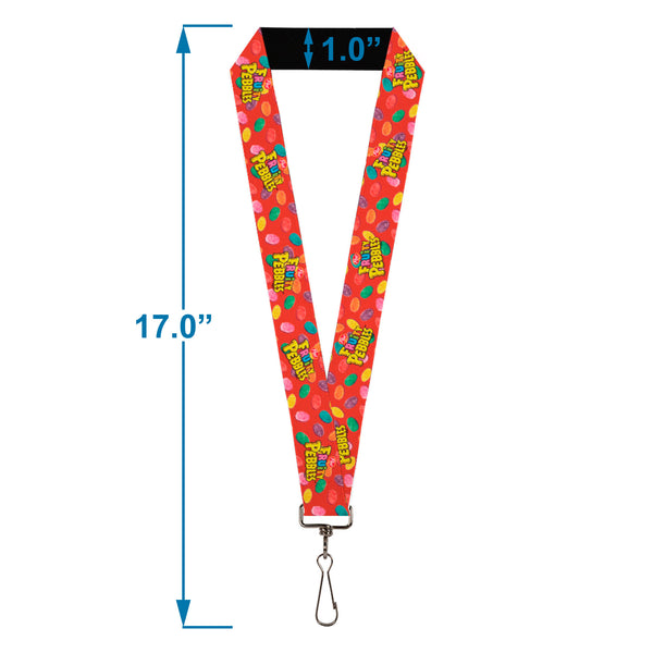 Buckle-Down Lanyard - 1.0" - POST FRUITY PEBBLES Logo And Cereal Pebbles Scattered Red/Multi Color