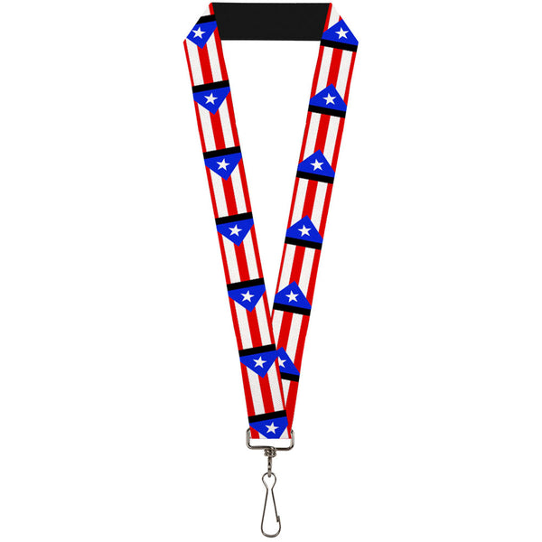 Buckle-Down Lanyard - 1.0" - Puerto Rico Flag Repeat Black