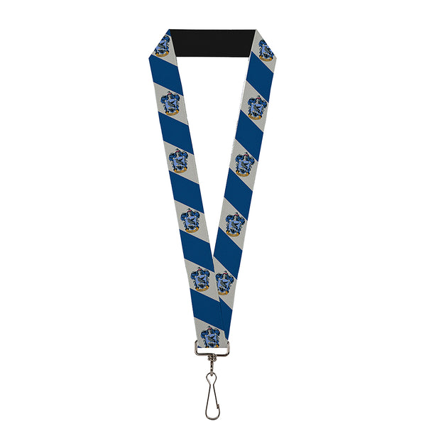 Buckle-Down Lanyard - 1.0" - RAVENCLAW Crest Diagonal Stripe Gray Blue