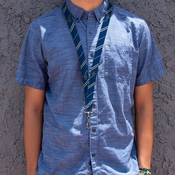 Buckle-Down Lanyard - 1.0" - RAVENCLAW Crest Stripe Blue Gray