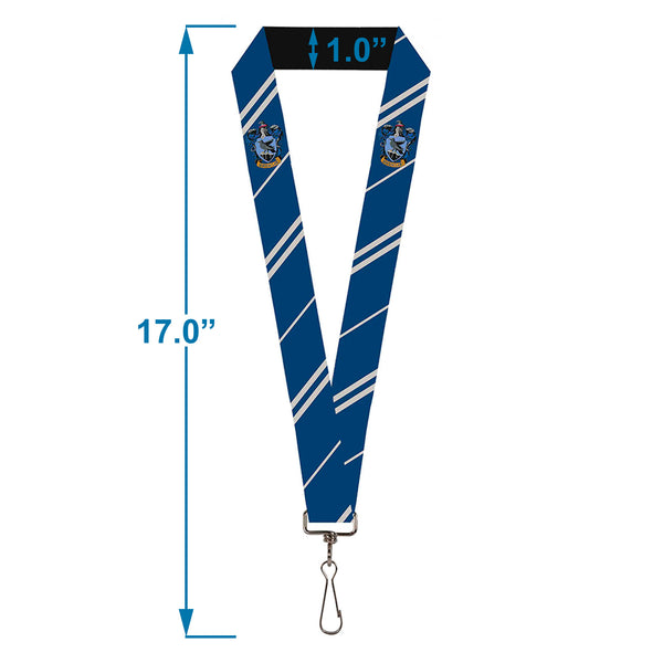 Buckle-Down Lanyard - 1.0" - RAVENCLAW Crest Stripe Blue Gray