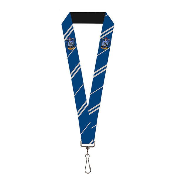 Buckle-Down Lanyard - 1.0" - RAVENCLAW Crest Stripe Blue Gray