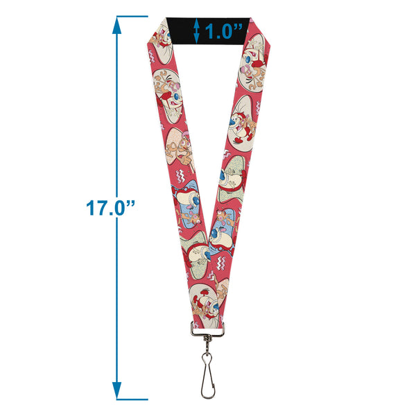 Buckle-Down Lanyard - 1.0" - Ren And Stimpy Single And Group Poses Pink