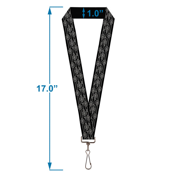 Buckle-Down Lanyard - 1.0" - Retro Chevy Bowtie Monogram Black Gray
