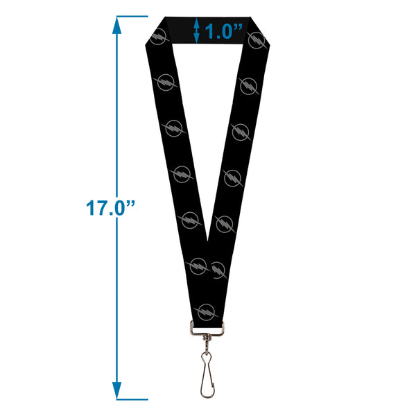 Buckle-Down Lanyard - 1.0" - Reverse Flash Logo Black Gray