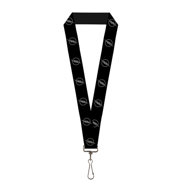 Buckle-Down Lanyard - 1.0" - Reverse Flash Logo Black Gray
