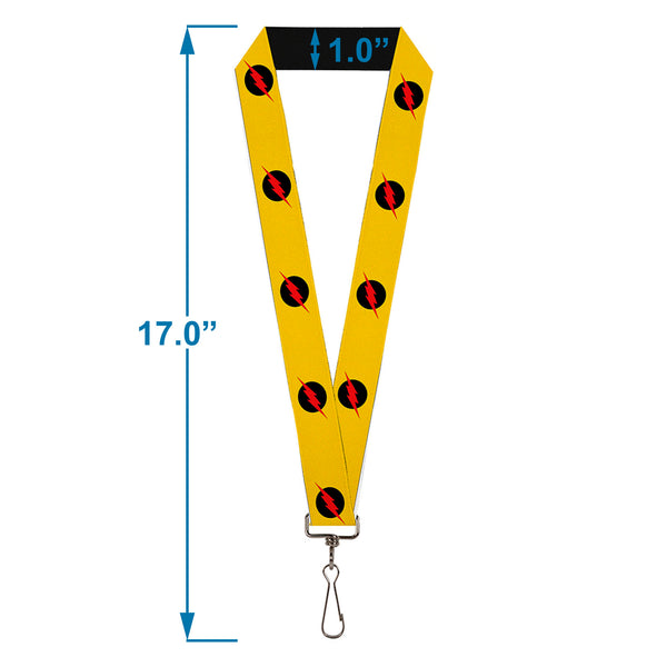 Buckle-Down Lanyard - 1.0" - Reverse Flash Logo Golden Yellow Black Red
