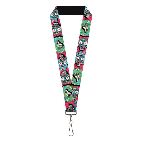 Buckle-Down Lanyard - 1.0" - Rick and Morty Circuit Faces Portal Gun Pixelverse Pink