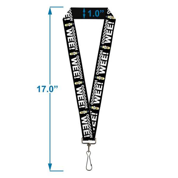 Buckle-Down Lanyard - 1.0" - Rick And Morty Mr. Poopybutthole Face OOOOH WEE Black White
