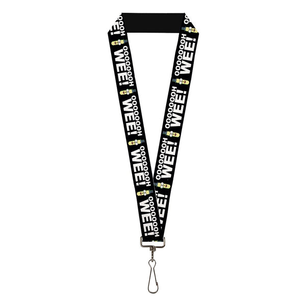 Buckle-Down Lanyard - 1.0" - Rick and Morty Mr. Poopybutthole Face OOOOH WEE Black White