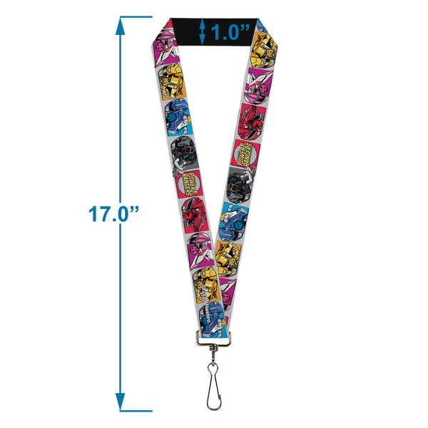 Buckle-Down Lanyard - 1.0" - SABAN'S POWER RANGERS Ranger Zord And Icon Blocks And Title Logo