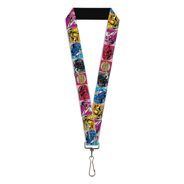 Buckle-Down Lanyard - 1.0" - SABAN'S POWER RANGERS Ranger Zord and Icon Blocks and Title Logo