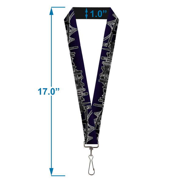Buckle-Down Lanyard - 1.0" - San Francisco Vivid Skyline Midnight Blue