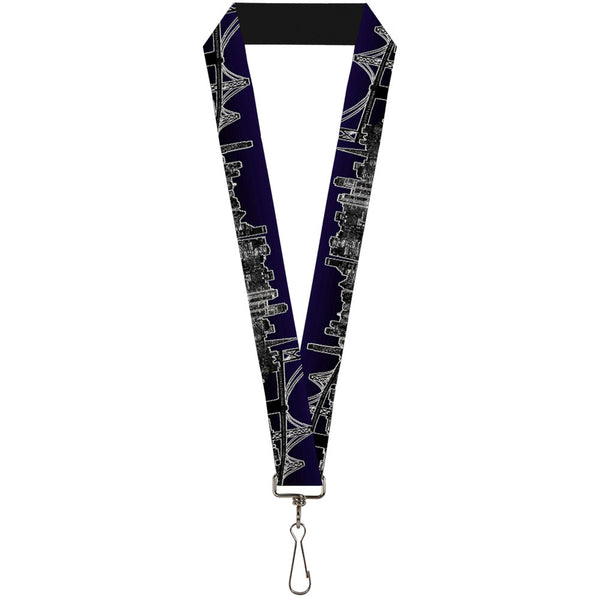Buckle-Down Lanyard - 1.0" - San Francisco Vivid Skyline Midnight Blue