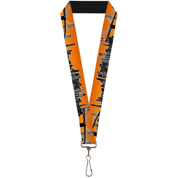 Buckle-Down Lanyard - 1.0" - San Francisco Vivid Skyline Orange Fade Black