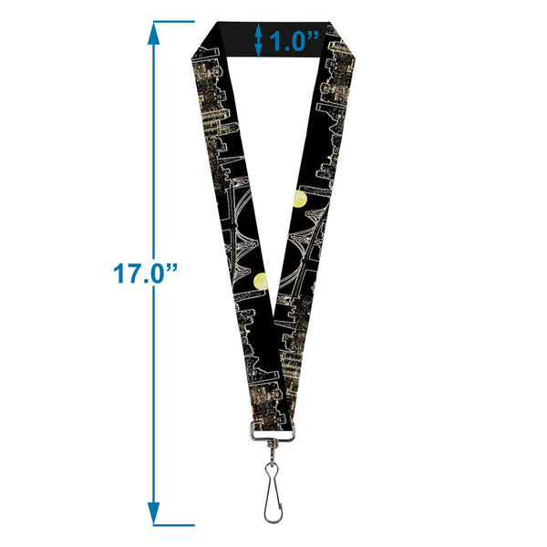 Buckle-Down Lanyard - 1.0" - San Francisco W Moon Vivid Skyline Black
