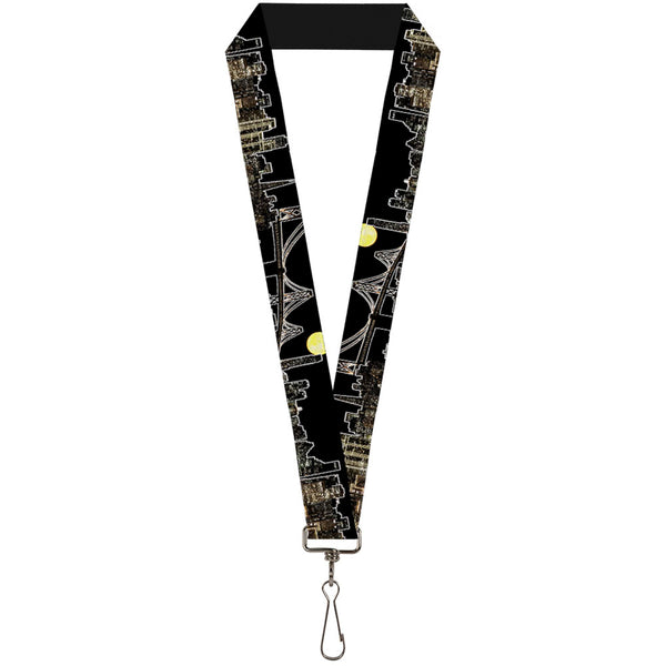 Buckle-Down Lanyard - 1.0" - San Francisco w Moon Vivid Skyline Black