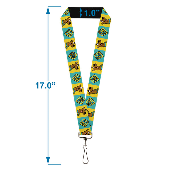 Buckle-Down Lanyard - 1.0" - Scooby Doo Pose And Dog Tag Blocks Yellow/Blue