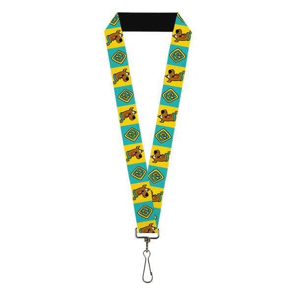 Buckle-Down Lanyard - 1.0" - Scooby Doo Pose And Dog Tag Blocks Yellow/Blue