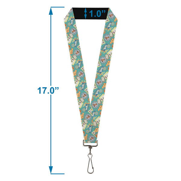 Buckle-Down Lanyard - 1.0" - Scooby Doo School Spirit Collage Blue