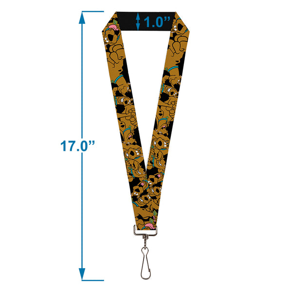 Buckle-Down Lanyard - 1.0" - Scooby Doo Stacked CLOSE-UP Black