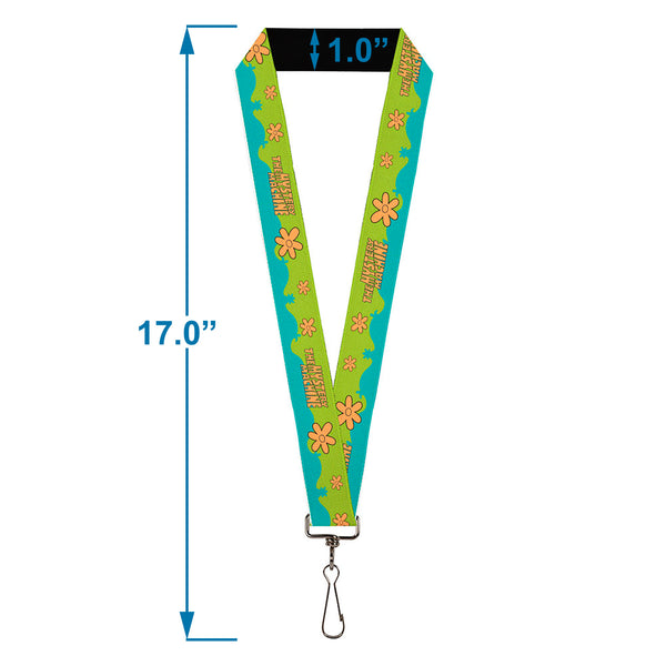 Buckle-Down Lanyard - 1.0" - Scooby Doo THE MYSTERY MACHINE Paint Job Green/Aqua/Orange