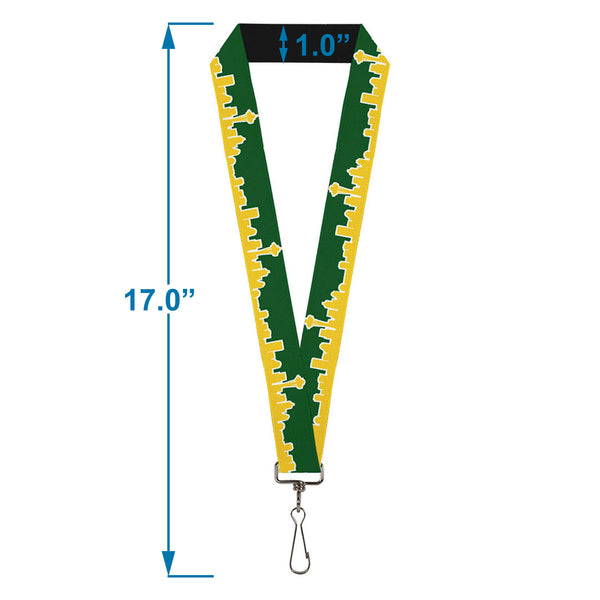 Buckle-Down Lanyard - 1.0" - Seattle Skyline Green Yellow