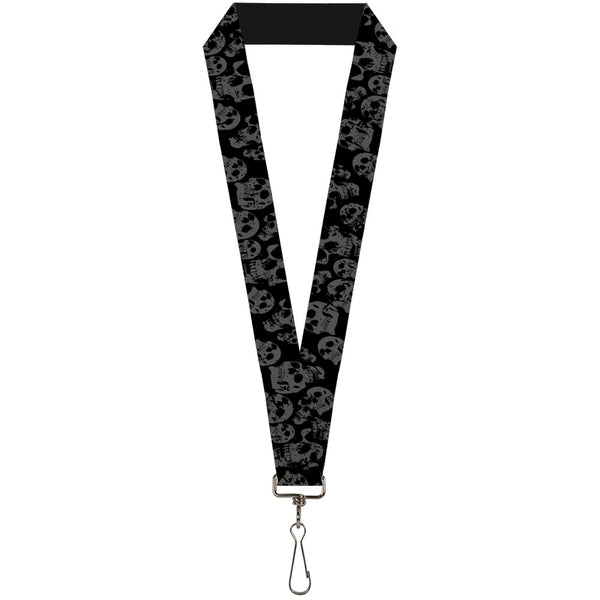 Buckle-Down Lanyard - 1.0" - Skulls Stacked Weathered Black Gray