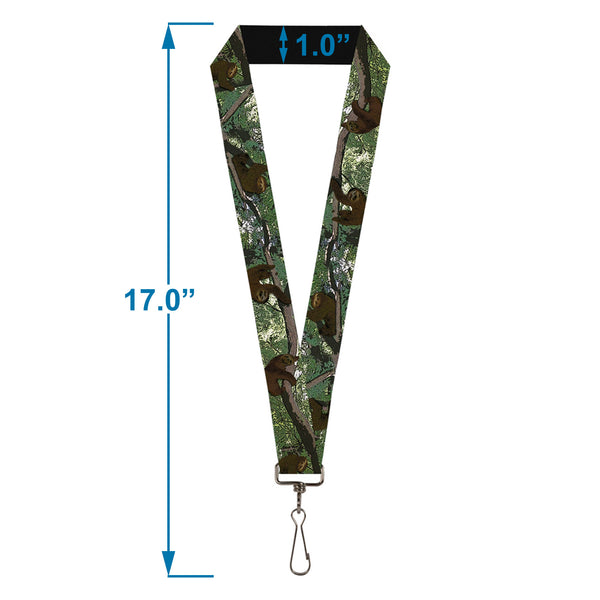 Buckle-Down Lanyard - 1.0" - Sloth Tree Hanging Posterized