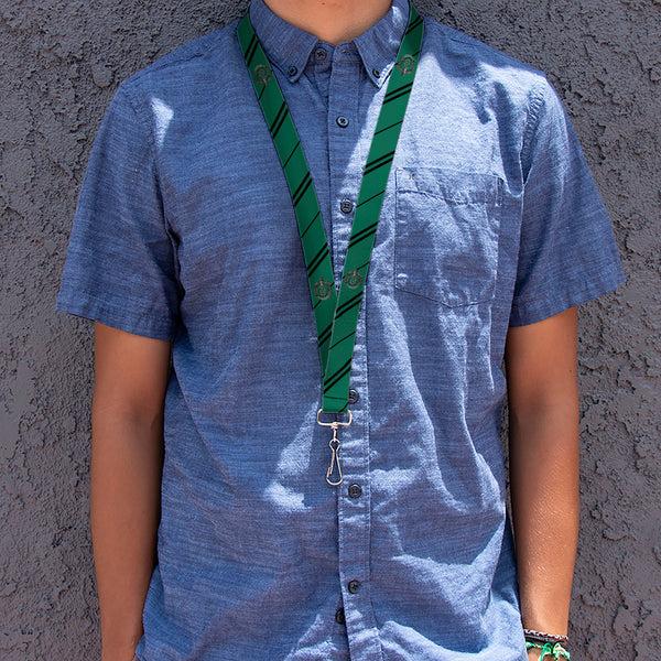 Buckle-Down Lanyard - 1.0" - Slytherin Crest Stripe Green Black