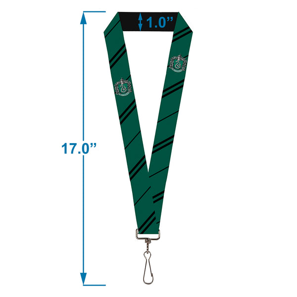 Buckle-Down Lanyard - 1.0" - Slytherin Crest Stripe Green Black