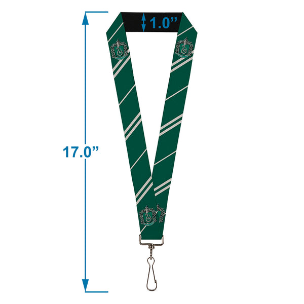 Buckle-Down Lanyard - 1.0" - Slytherin Crest Stripe5 Green Gray