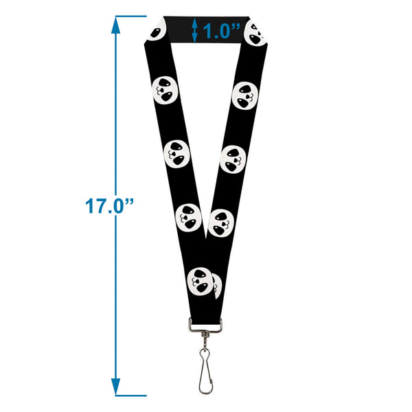 Buckle-Down Lanyard - 1.0" - Smiling Panda Face Black White