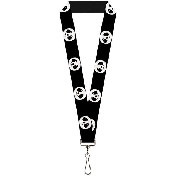 Buckle-Down Lanyard - 1.0" - Smiling Panda Face Black White