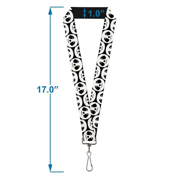 Buckle-Down Lanyard - 1.0" - Smiling Panda Repeat Black White