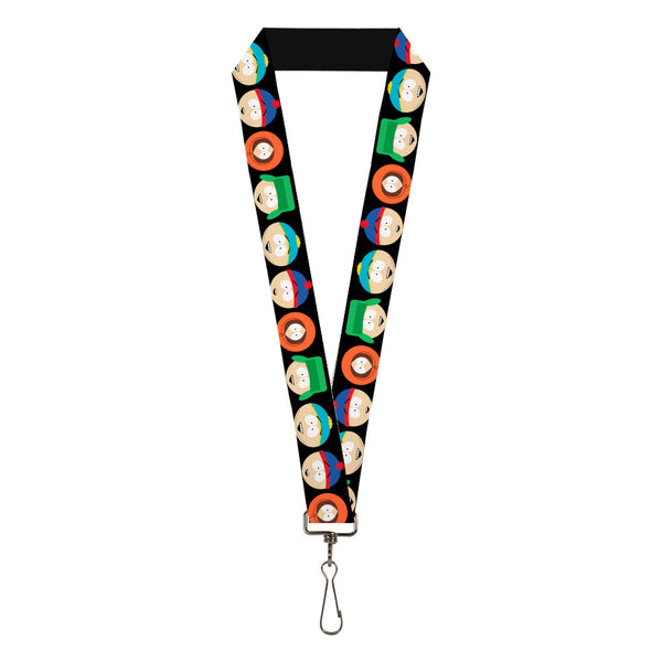 Buckle-Down Lanyard - 1.0" - South Park Boys Face Repeat Black