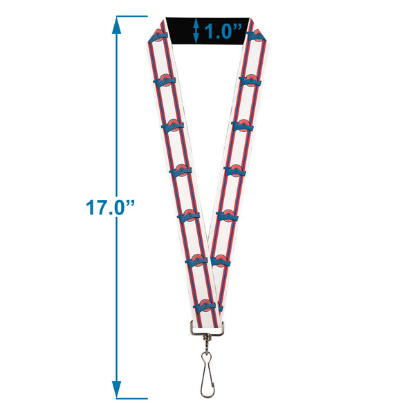 Buckle-Down Lanyard - 1.0" - Space Jam TUNE SQUAD Logo Stripe White Red Blue