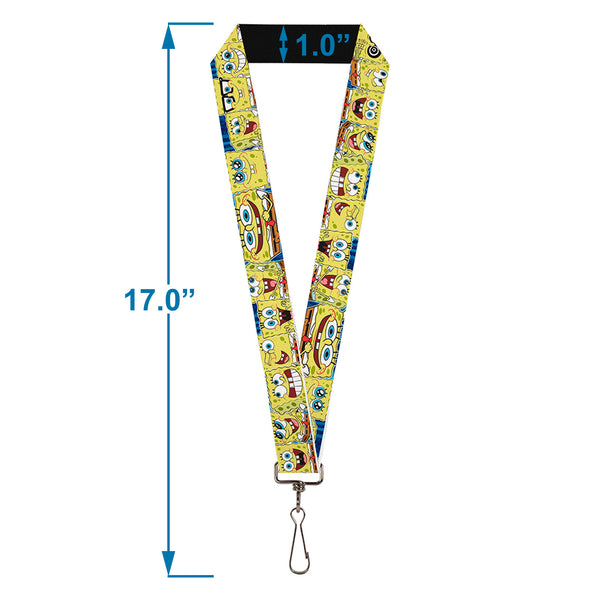 Buckle-Down Lanyard - 1.0" - Sponge Bob Expressions Stripe Blue