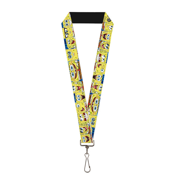Buckle-Down Lanyard - 1.0" - Sponge Bob Expressions Stripe Blue