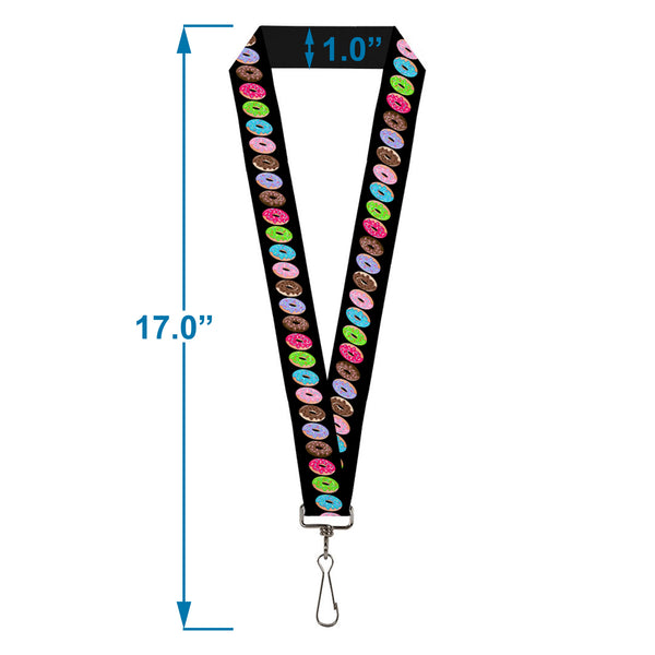 Buckle-Down Lanyard - 1.0" - Sprinkle Donuts Black Multi Color