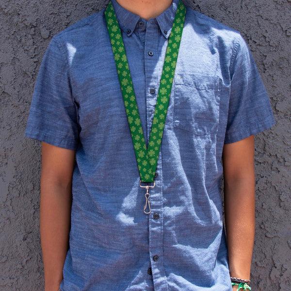 Buckle-Down Lanyard - 1.0" - St Pat's Clovers Scattered3 Greens