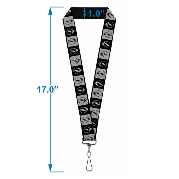 Buckle-Down Lanyard - 1.0" - Steal Your Face Blocks Black White-Gray Black