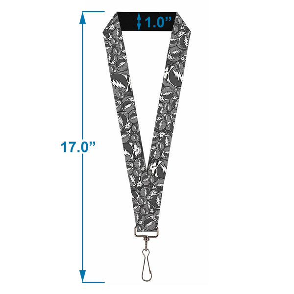 Buckle-Down Lanyard - 1.0" - Steal Your Face Stacked Gray