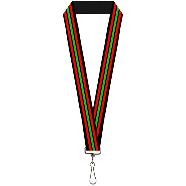 Buckle-Down Lanyard - 1.0" - Stripe Trio Black Red Green Black