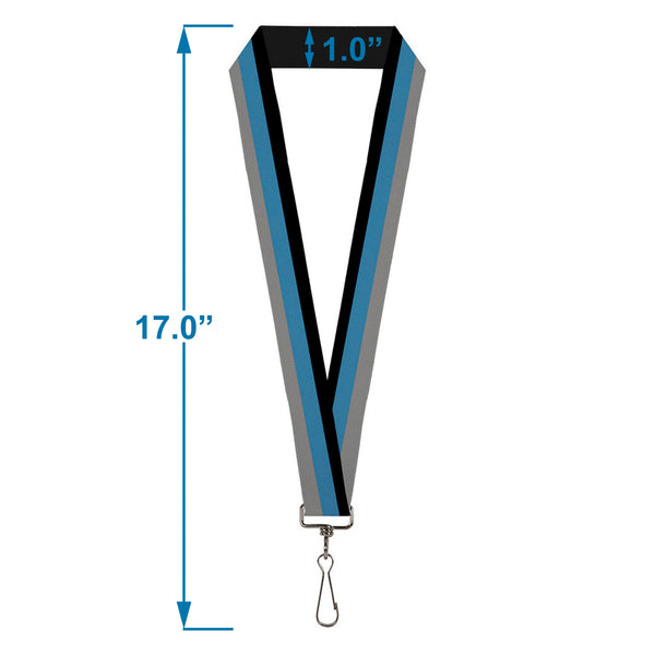 Buckle-Down Lanyard - 1.0" - Stripes Black Turquoise Gray