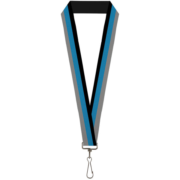 Buckle-Down Lanyard - 1.0" - Stripes Black Turquoise Gray