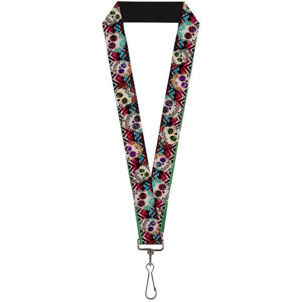 Buckle-Down Lanyard - 1.0" - Sugar Skulls Zarape Multi Color