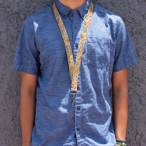 Buckle-Down Lanyard - 1.0" - Summer Harmony Collage Beige/Multi Color