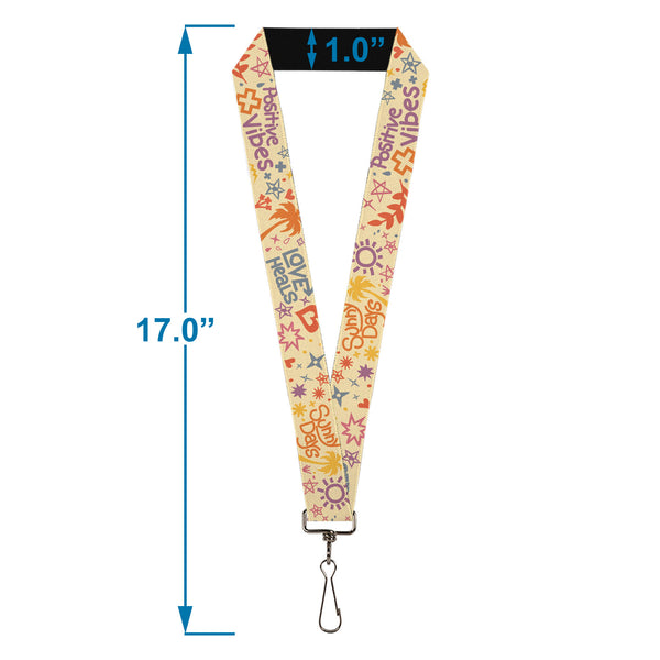 Buckle-Down Lanyard - 1.0" - Summer Harmony Collage Beige/Multi Color