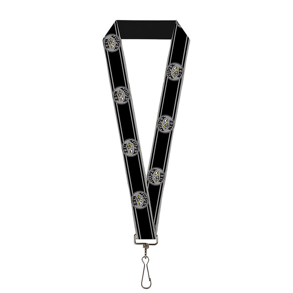 Buckle-Down Lanyard - 1.0" - SUPER BEE Logo Stripes Black Gray